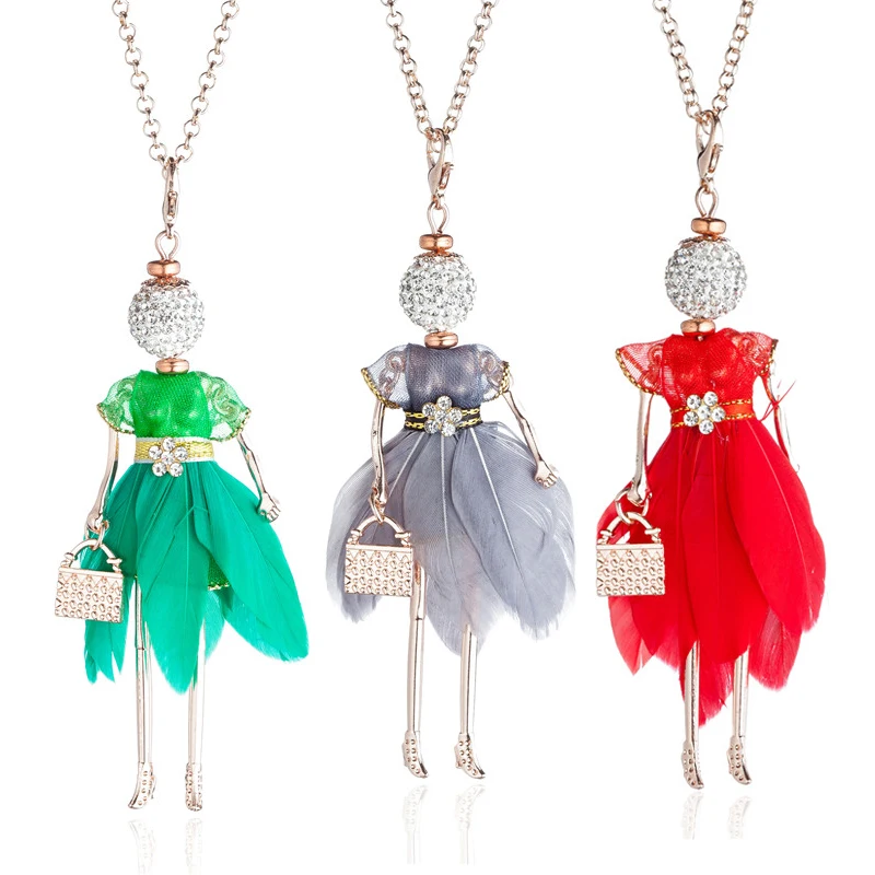 Ожерелье с хрустальной куклой для женщин 8 цветов Необычное искусственными