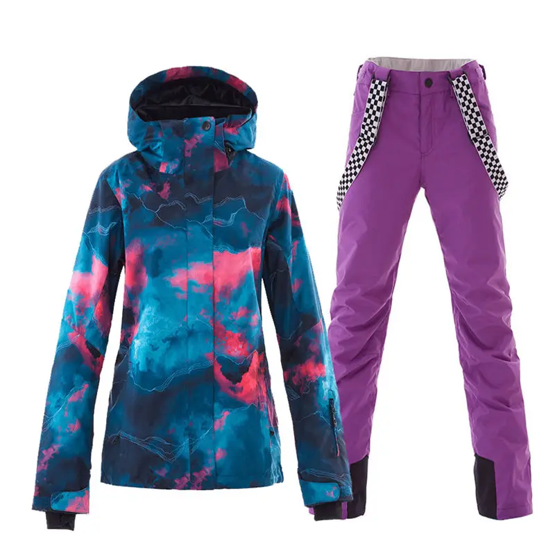 SMN New Women Snow Clothing Snowboarding Suit Sets 10K Waterproof Windproof Winter Outdoor Wear Ski Jacket and Strap Pant | Спорт и