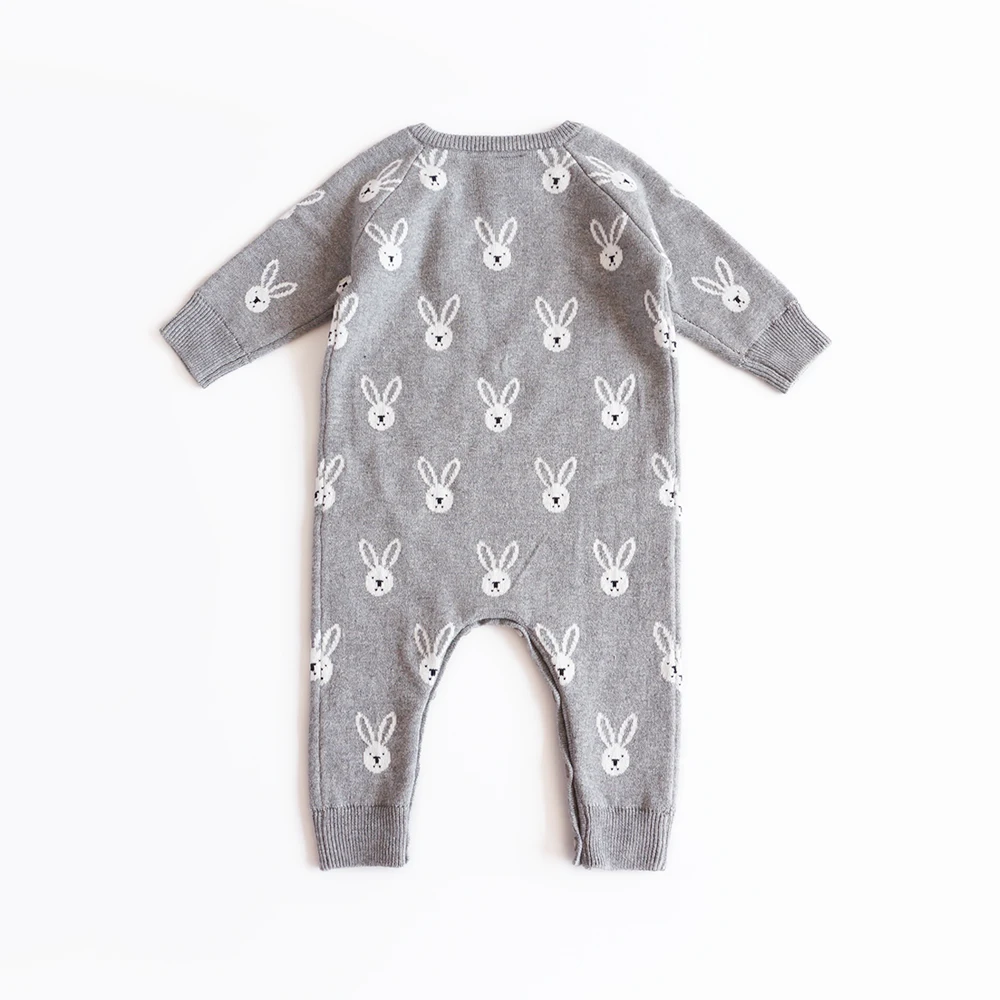 Детский цельный комбинезон с длинным рукавом Вязаный кроликом для новорожденных