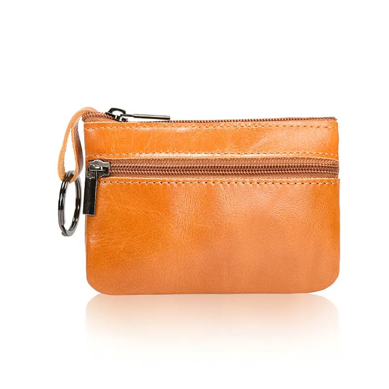 Light browncoinpurse Женский кошелек из натуральной кожи с кольцом для ключей, маленький держатель для монет, чехол для карт, мини-кошелек - Цвет: Light browncoinpurse