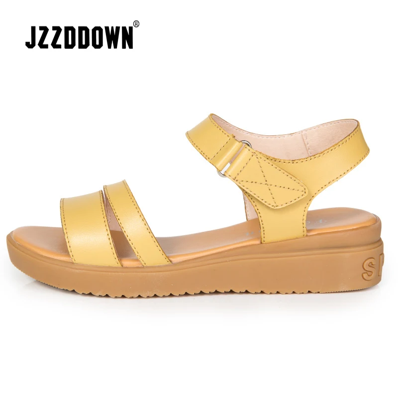 Женские пляжные сандалии из натуральной кожи на плоской подошве сникерсы