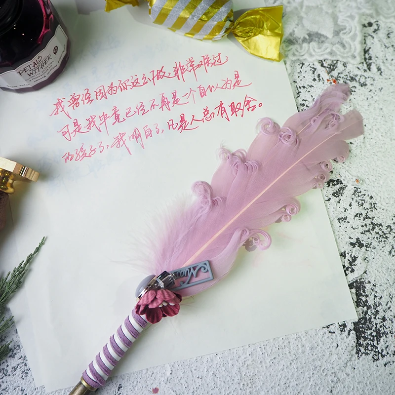 JUGAL Милая перьевая Стеклянная Ручка Dip Pen Золотая пудра чернила высокого класса Подарочная коробка набор перьевых ручек школьные принадлежности для письма товары для творчества