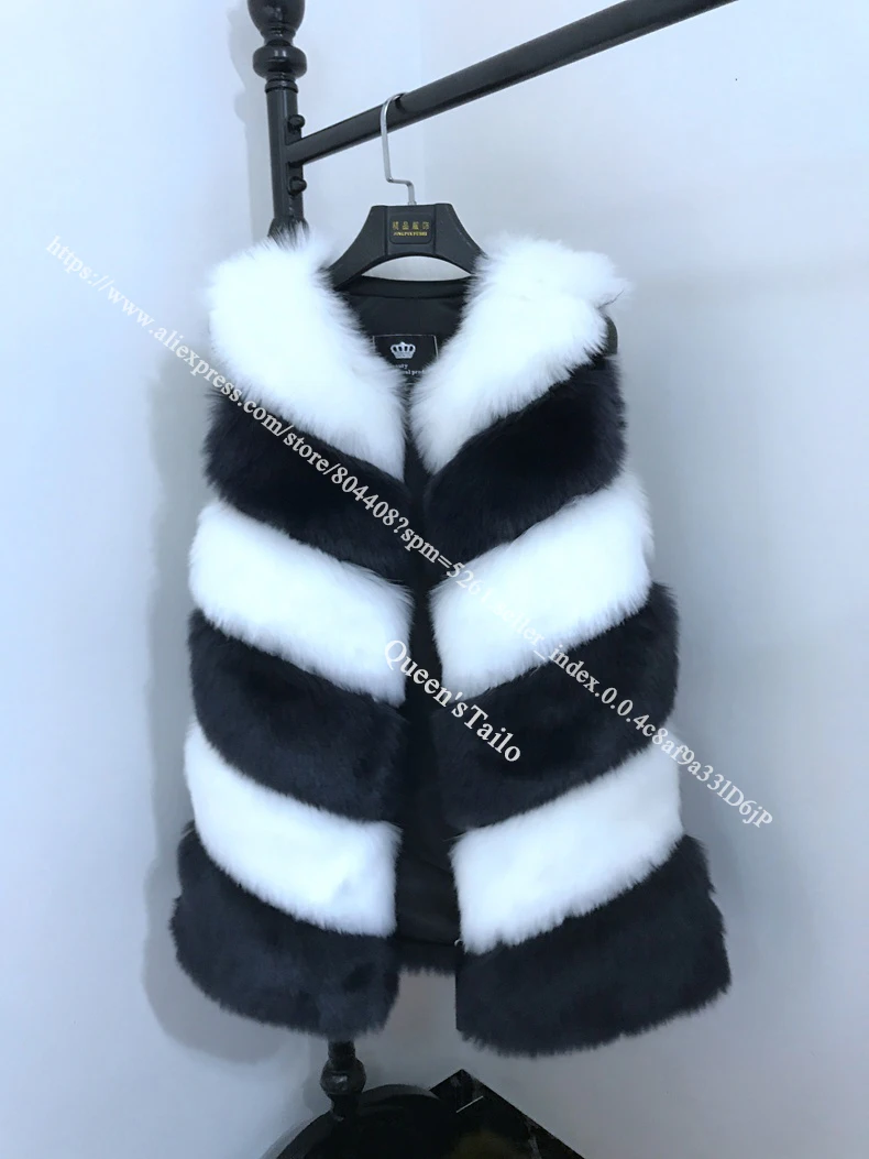 6 lines navy blue Новые женские жилет из искусственного меха Цвет исправленными миди длинное зимнее пальто Высокое качество Искусственный мех пальто - Цвет: 6 lines navy blue