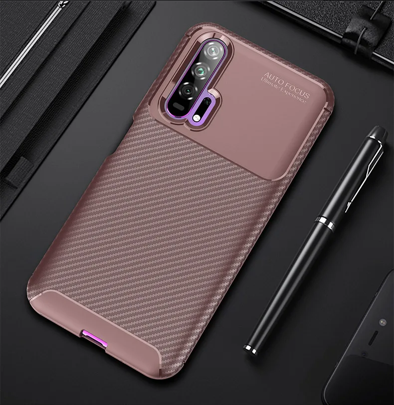 Brown Для huawei Y9 Prime углеродное волокно Силиконовый ТПУ противоударный чехол для Huawie P smart Z - Цвет: Brown
