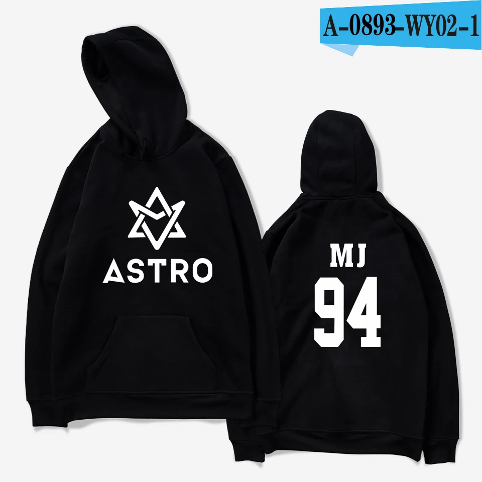 LUCKYFRIDAYF ASTRO Kpop толстовки Moletom STAR Group Весенняя женская/Мужская хлопчатобумажная Повседневная Толстовка Harajuku Мужская/женская одежда - Цвет: black