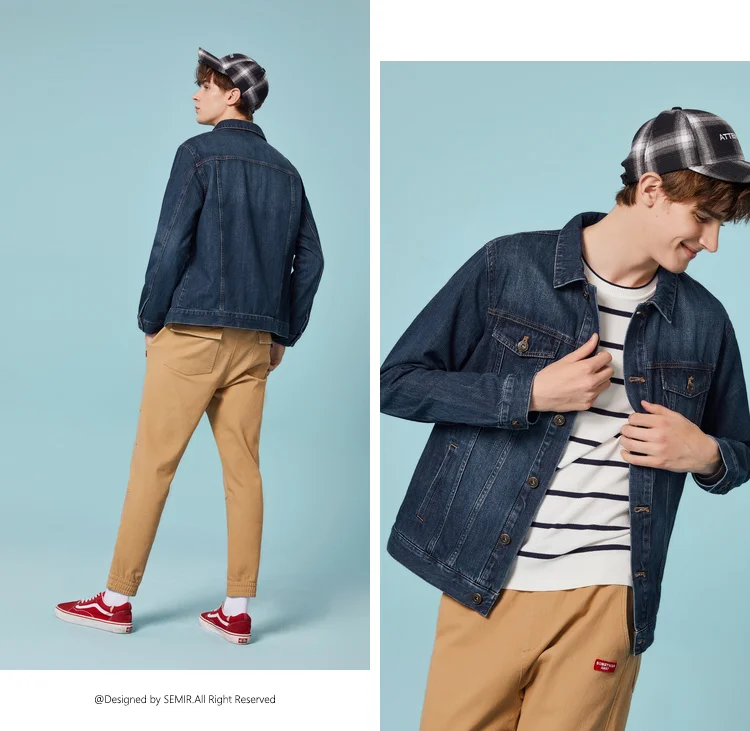 SEMIR джинсовая куртка для мужчин jaqueta masculino хлопковая одежда модные куртки Уличная Весенняя классическая мужская куртка
