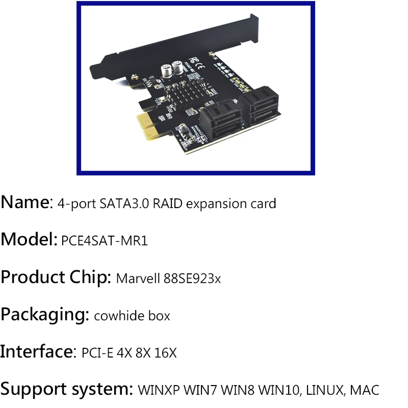 4 порта SATA 6G PCI Express контроллер карты PCI-e 4x SATA III 3,0 88SE9230 Чип поддержка PCI-E 4X8X16/RAID для SSD HDD