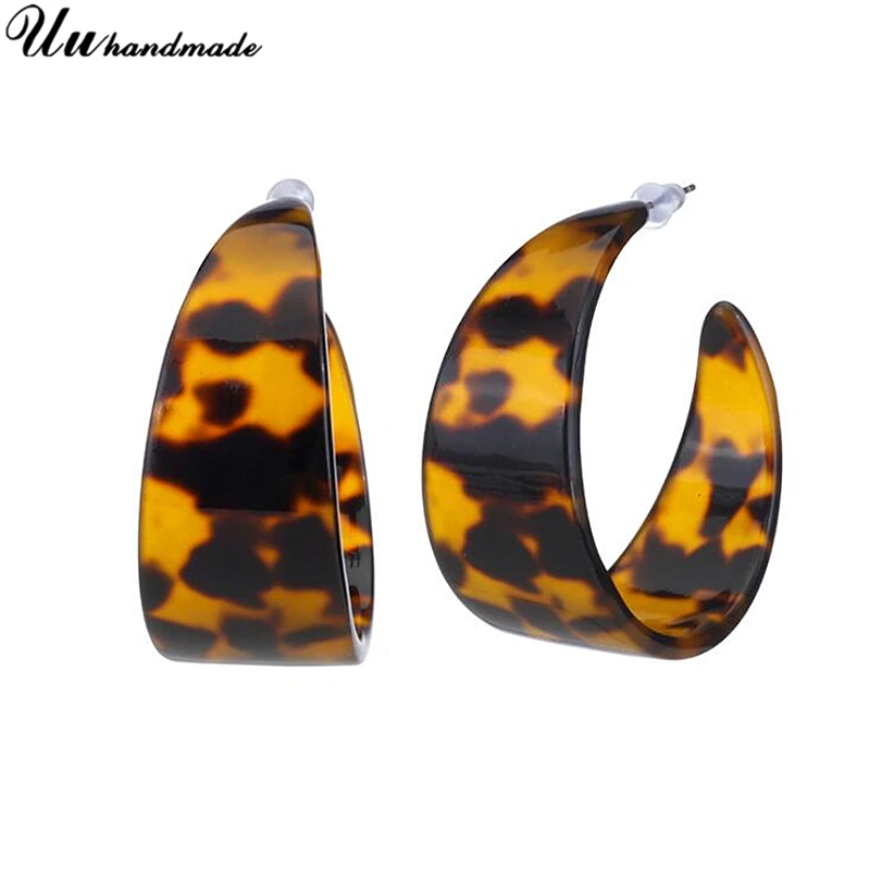 Женские акриловые серьги кольца C type с леопардовым принтом ювелирные изделия