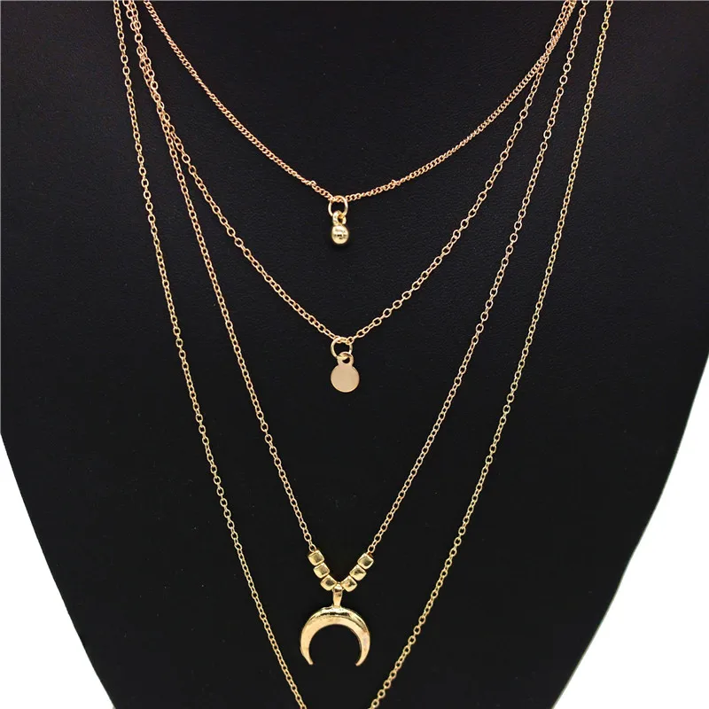 Женское многослойное ожерелье чокер ADOLPH Moon Circle богемные кулоны с многослойным
