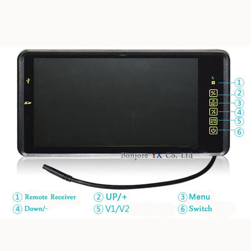 Автомобильный зеркальный монитор TFT с 9 дюймовым жк-дисплеем 1024*800 Bluetooth mp5-плеер FM