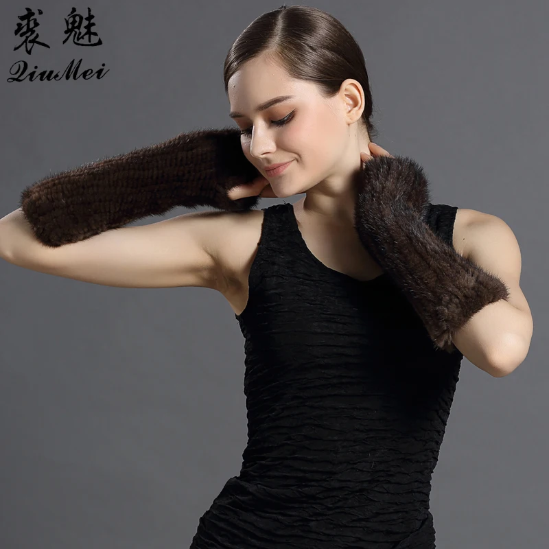 

Genuine Fur Gloves 30cm For Women 2018 Fashion New Warm Glove Female Solid Color Russian Cold Winter Real Mink Fur Gloves