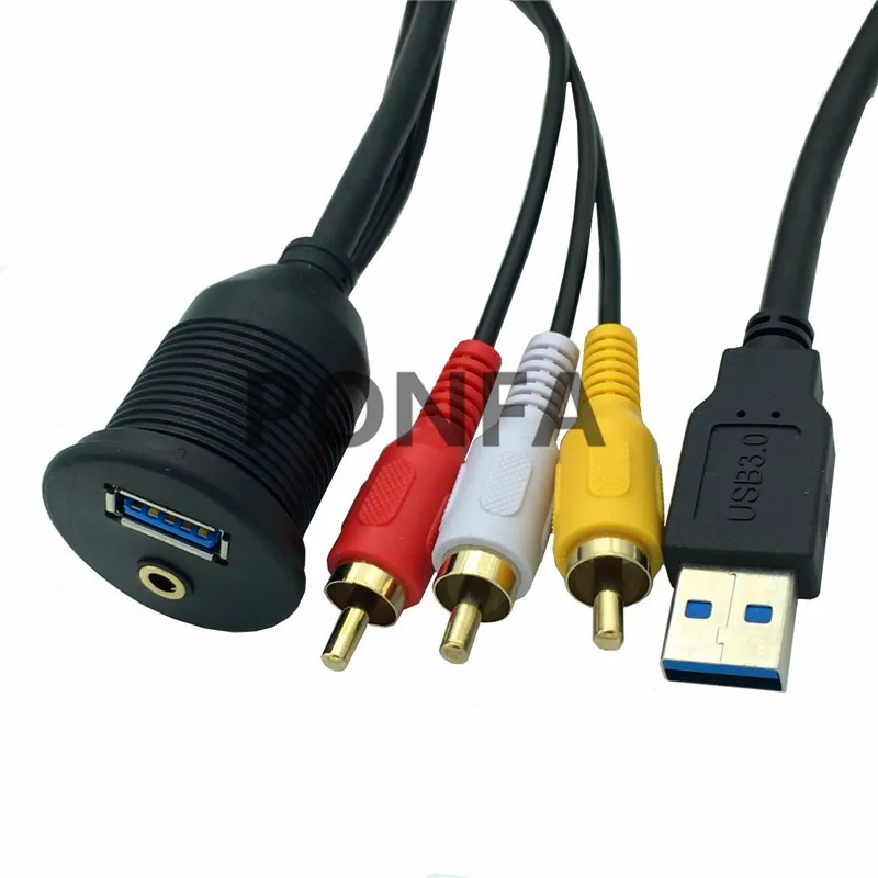 3,5 мм до 3x штекер RCA USB 3,0 кабель Свинец аудио и видео флеш-крепление автомобиля тире 1 м/2 м
