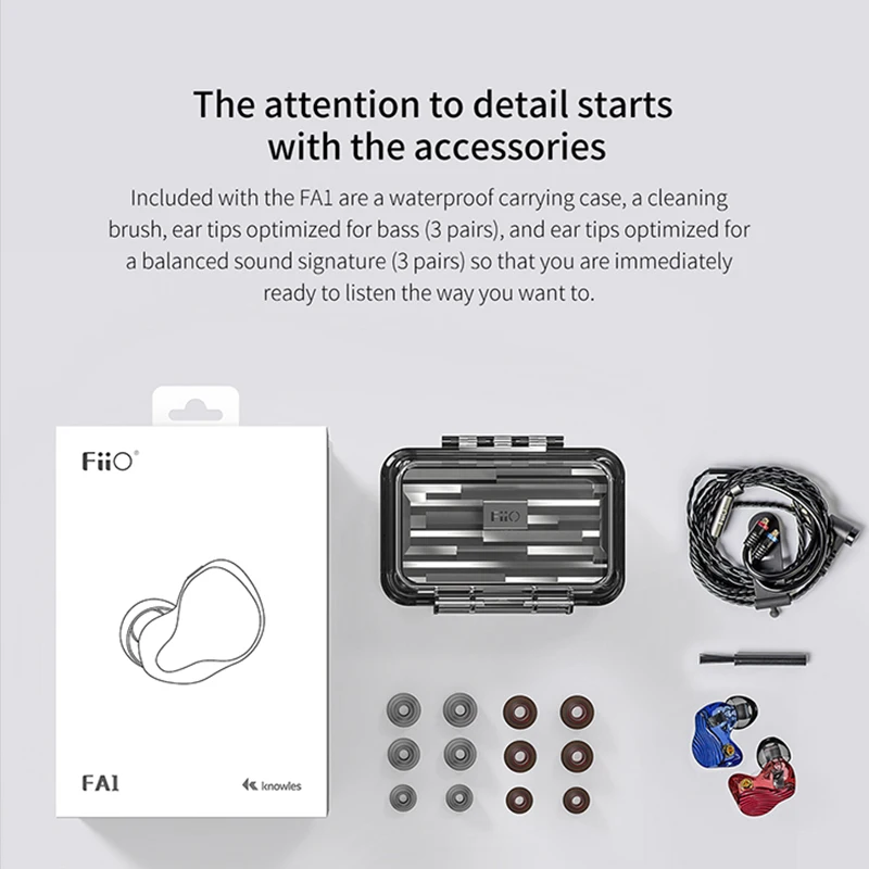 Fiio FA1 Ноулз ED-33357 одиночный сбалансированный драйвер арматуры HiFi наушники контролировать в уши со съемным MMCX кабелем DLP 3D печатным