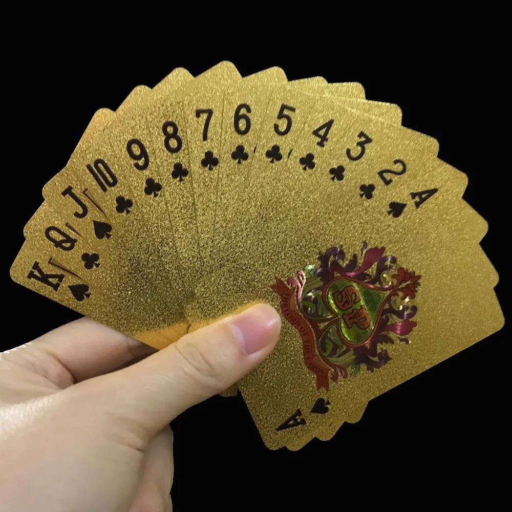 Моющиеся гибкие творческие 24 K золотые игральные карты для покера игра колода