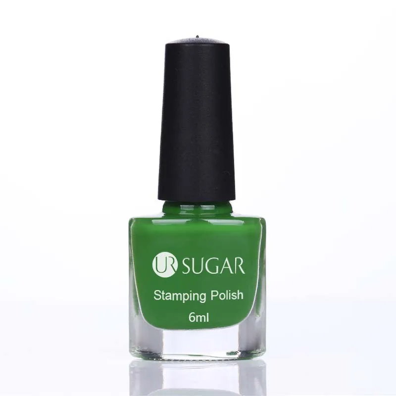 Green Ur Sugar 6 мл штамп лак для ногтей Дизайн ногтей Пластина Печать лак цвета украшение масляной лаки для маникюра DIY - Цвет: Green