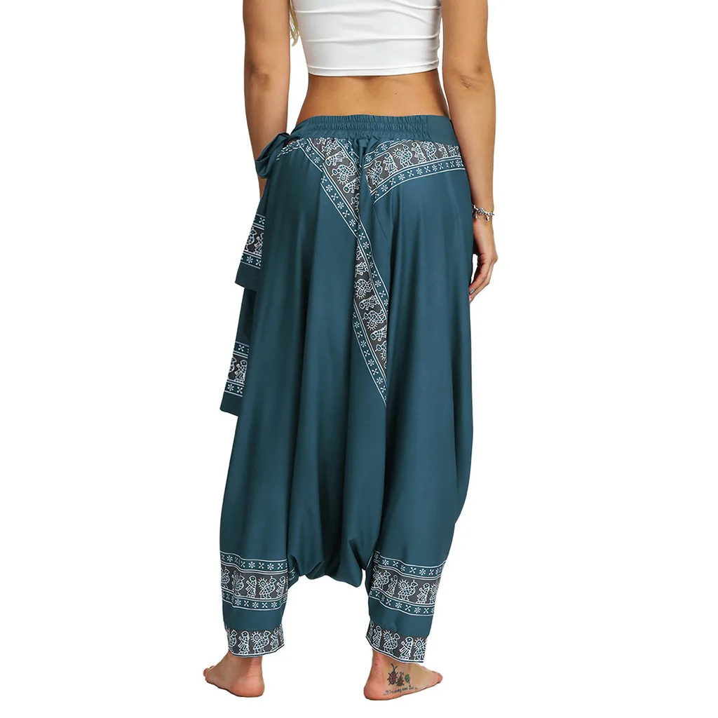 Женские панталоны женские шаровары pantalones mujer pantalones de mujer Уличная Повседневная Свободная мешковатая Boho Aladdin брюки Z4