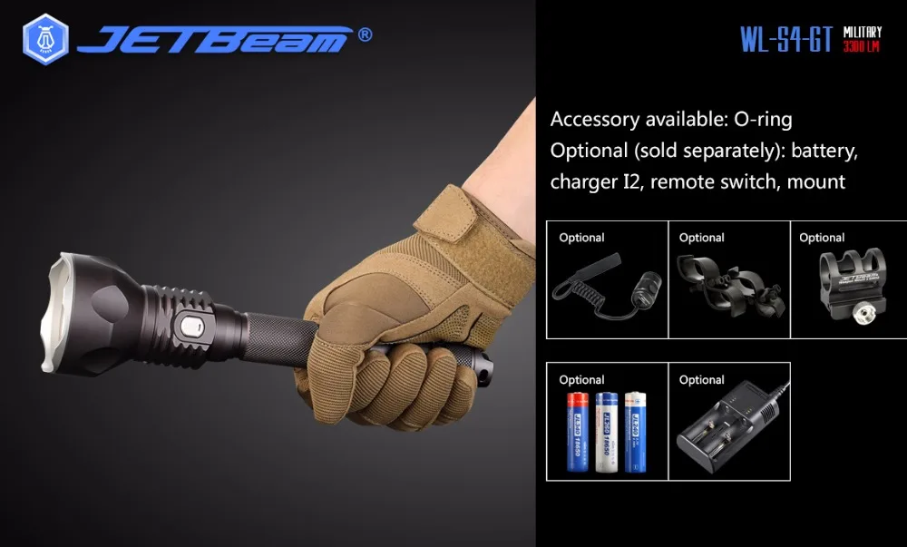 JETBeam WL-S4-GT охотничий фонарь Cree XHP70 светодиодный MAX.3300 люмен луч расстоянии 400 м тактический фонарик для Спорт на открытом воздухе