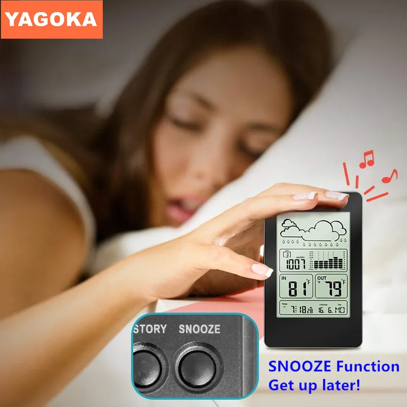 Многофункциональная метеостанция с будильником комнатная наружная температура