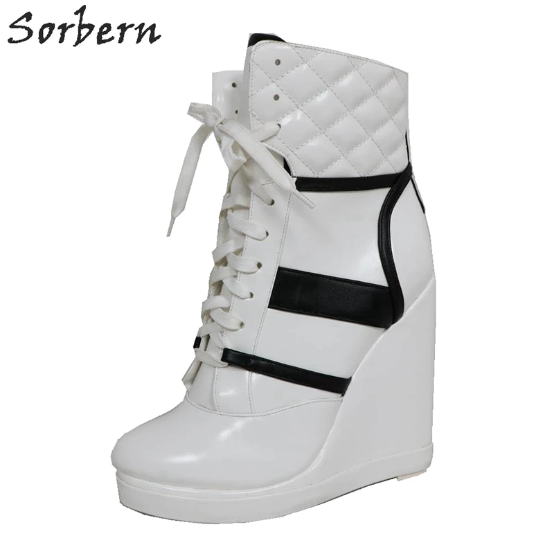 

Sorbern White Sneakers Women Boots Wedge High Heels Ankle Booties Gothic Shoe Custom Colors Ankle Boots For Women Plus Size 5-15