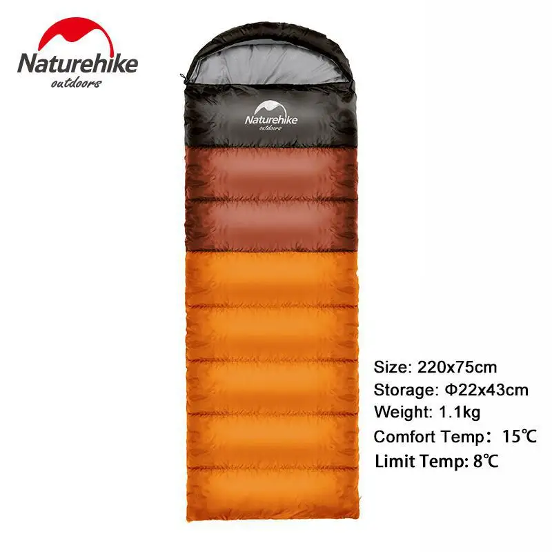 Naturehike спальный мешок для кемпинга из хлопка, Сверхлегкий Двойной спальный мешок для людей, переносные уличные туристические спальные мешки - Цвет: Orange-1.1kg