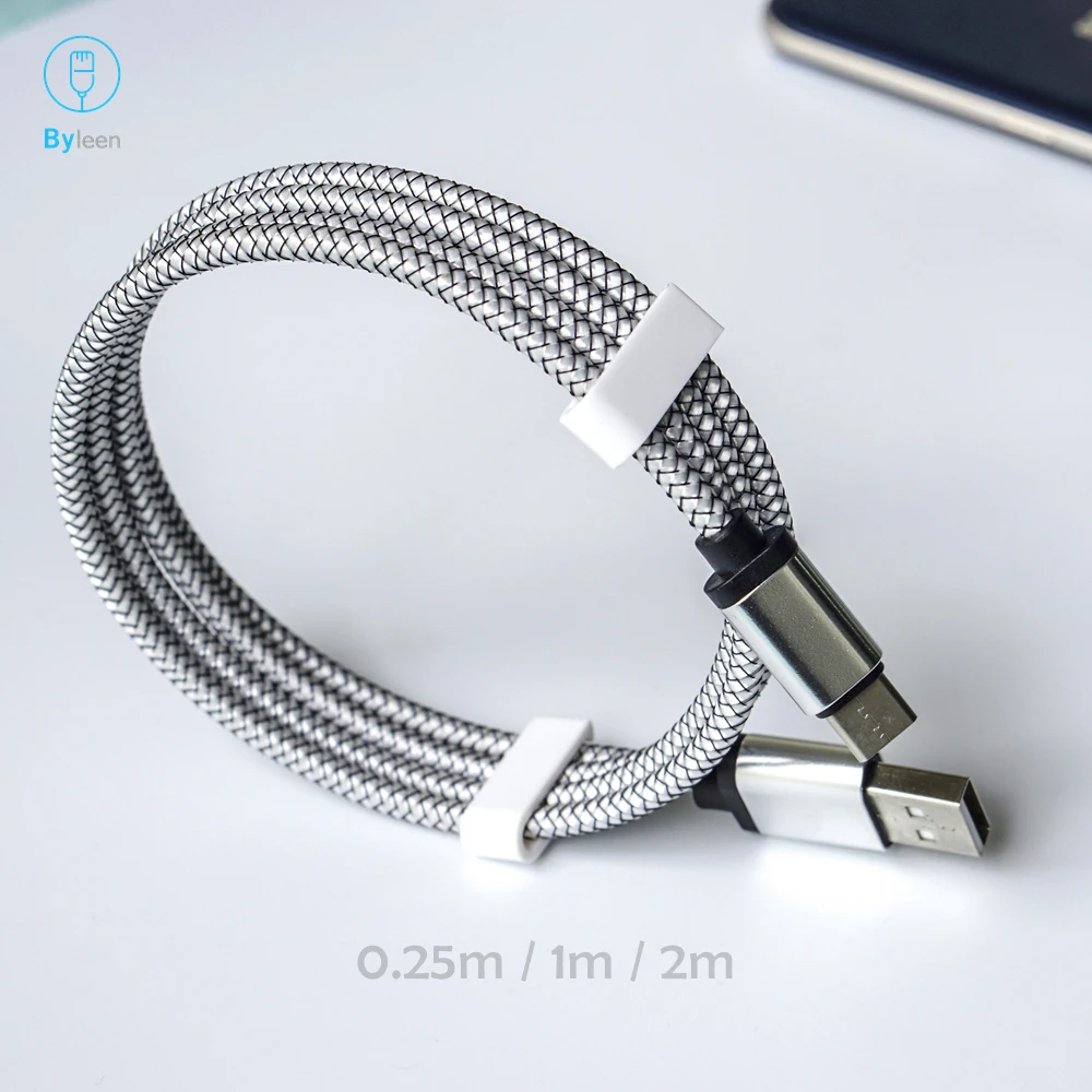 Byleen USB Type C 2.4A кабель для быстрой зарядки Nokia 8 X7 Xiaomi Mi8 Mi9 LG V30 Samsung S10 S10e 2 м 1 25 см