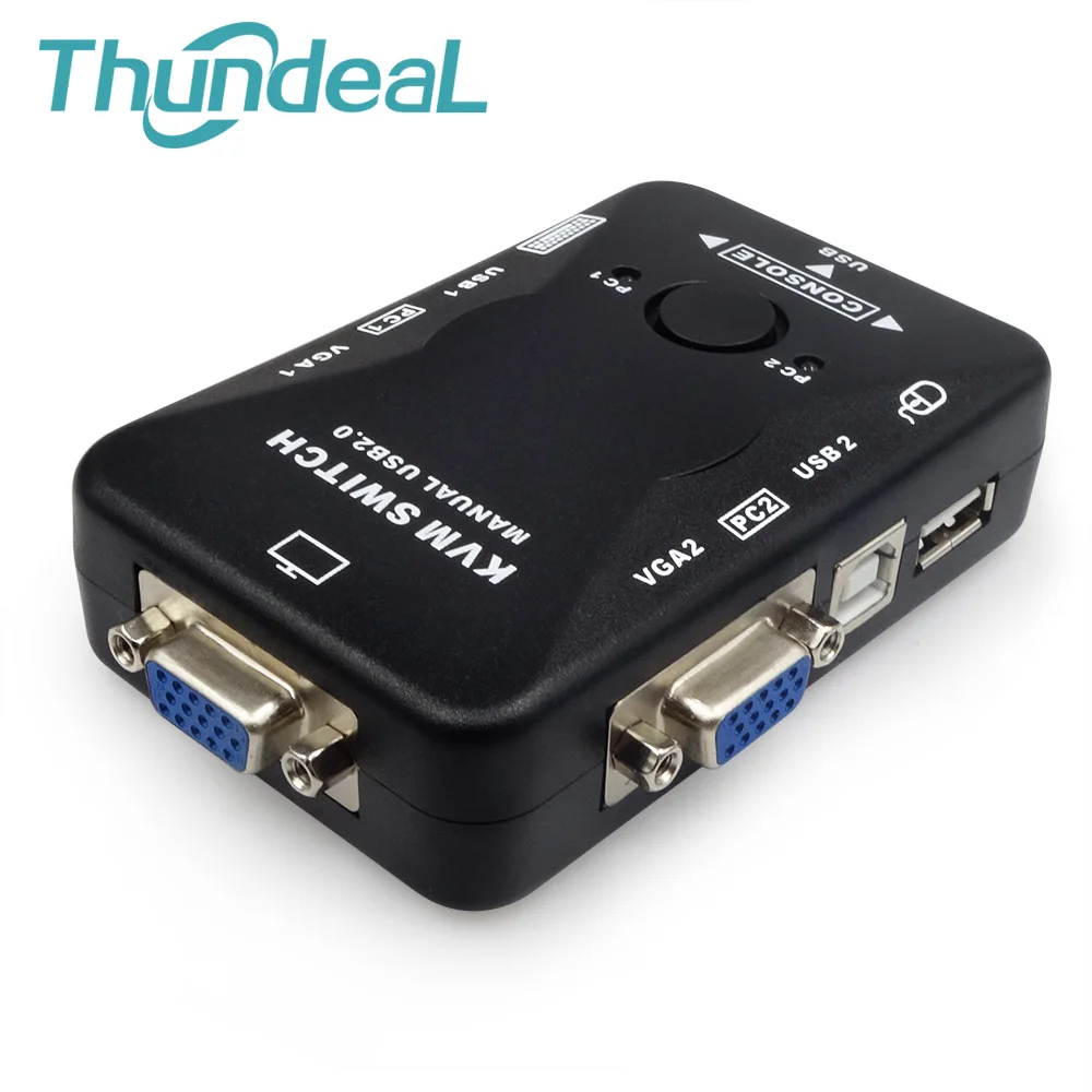 Универсальный 2 Порты и разъёмы VGA USB KVM Switcher руководство коммутатор Box 2.0 Мышь