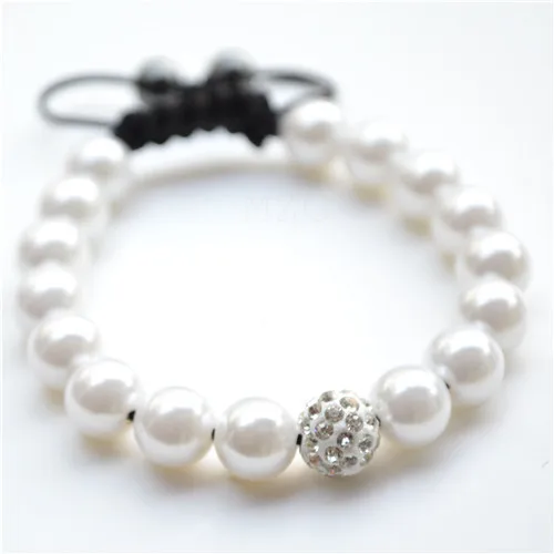 Белый лучший новый стиль Микро Проложить CZ Диско шар бисер кристаллы браслет