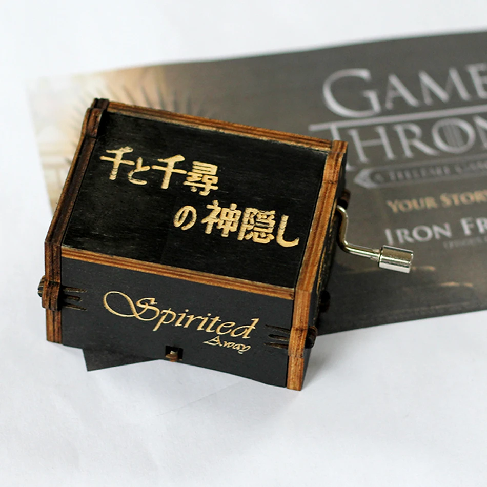 Spirited Away Дропшиппинг Античная резная деревянная рука игра трон Звездные войны престолов музыкальная шкатулка Рождественский подарок на год juego de tronos - Цвет: Spirited Away