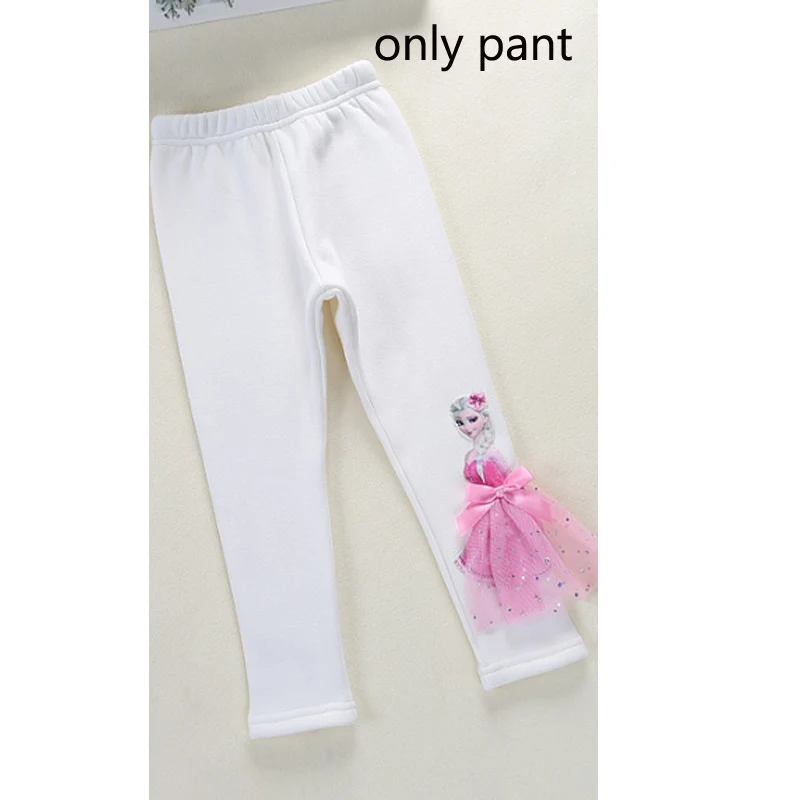 only pant Новые летние комплекты одежды для девочек Детские хлопковые футболки с рисунком Эльзы, кружевная футболка принцессы+ длинные штаны, леггинсы одежда для детей с 3D рисунком - Цвет: only pant