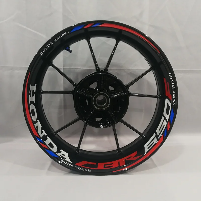 Blue red Для honda CBR650F мотоциклы колеса наклейки водонепроницаемый Светоотражающие Обода наклейки передние и задние пользовательские внутренний обод - Цвет: Blue red