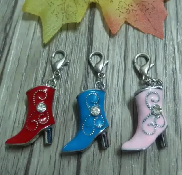 Модные тонированные эмалированные Подвески на высоких каблуках в ковбойском