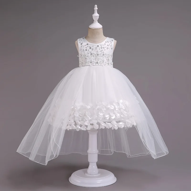 High quality Girls Dresses Princess birthday party Girl Clothes Satin pearl Flower Wedding dress Ball Gown For Baby | Детская одежда и
