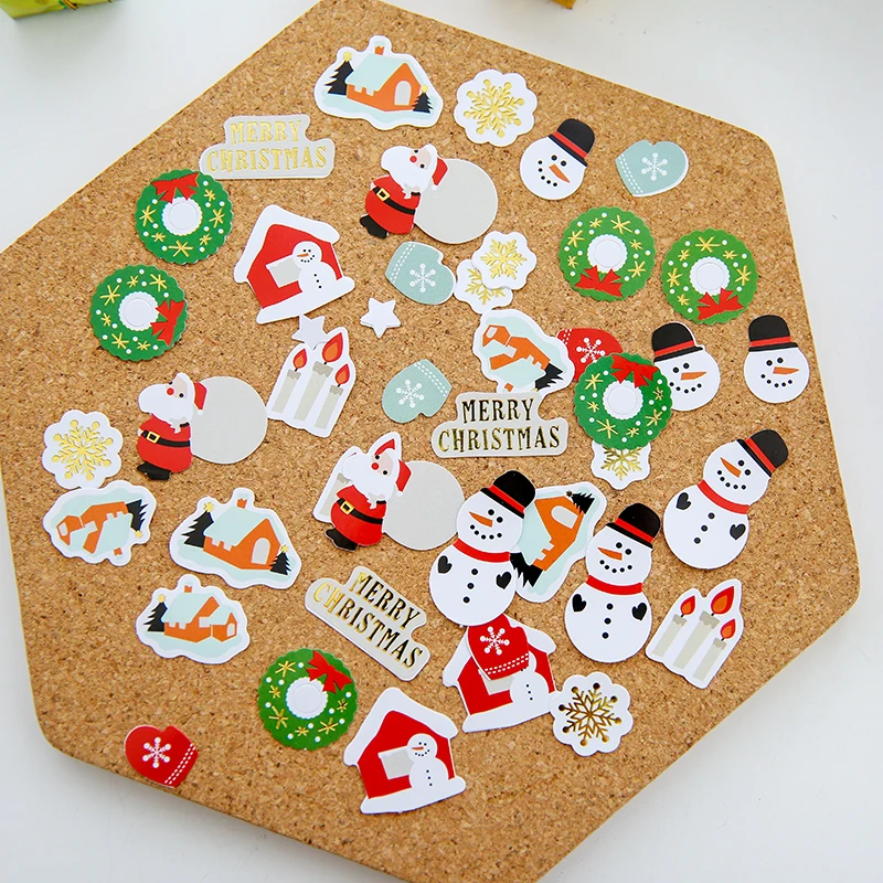 45 шт./упак. рождественские украшения Набор стикеров Санта Клаус Снеговик Лепка