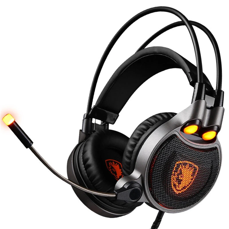 Игровые наушники SADES R1 USB 7 1 объемный звук вибрация накладные компьютерные со