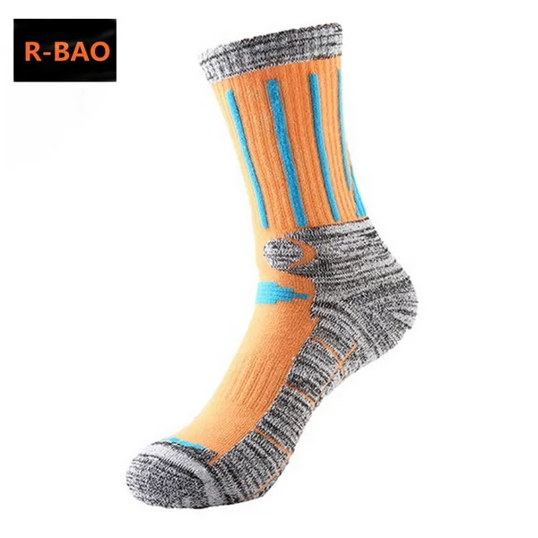 orange R-BAO хлопковые носки для альпинизма, катания на лыжах, для мужчин и женщин, утолщенные Носки для сноубординга, спорта на открытом воздухе, носки для пеших прогулок, хоккея, M, L - Цвет: orange