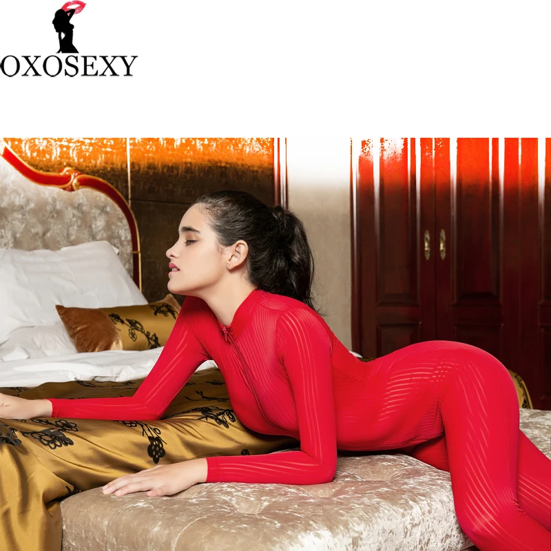 Женское нижнее белье в полоску с двойной молнией открытой промежностью белого