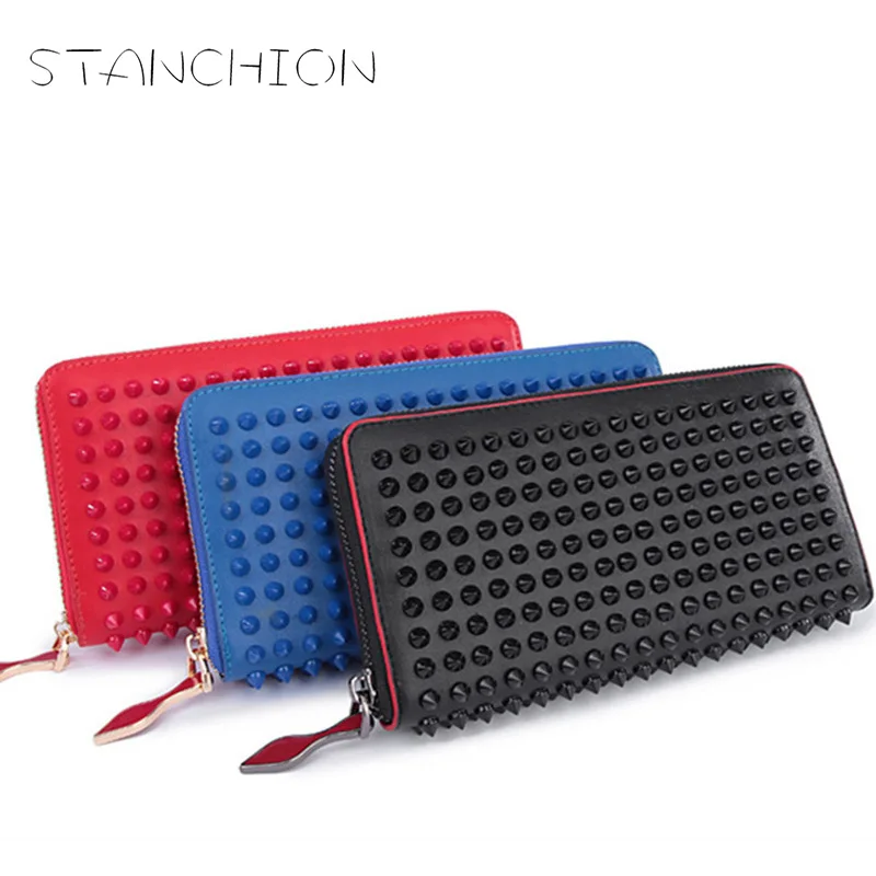 Дизайнерский женский кошелек STANCHION с заклепками из натуральной кожи клатч в