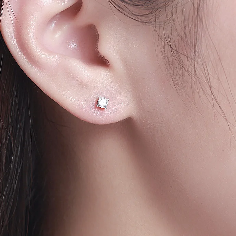 2018 New Round Shape Shining Stud Earrings 925 Silver Tiny Gift High Quality For Women Party ZES21648 | Украшения и аксессуары