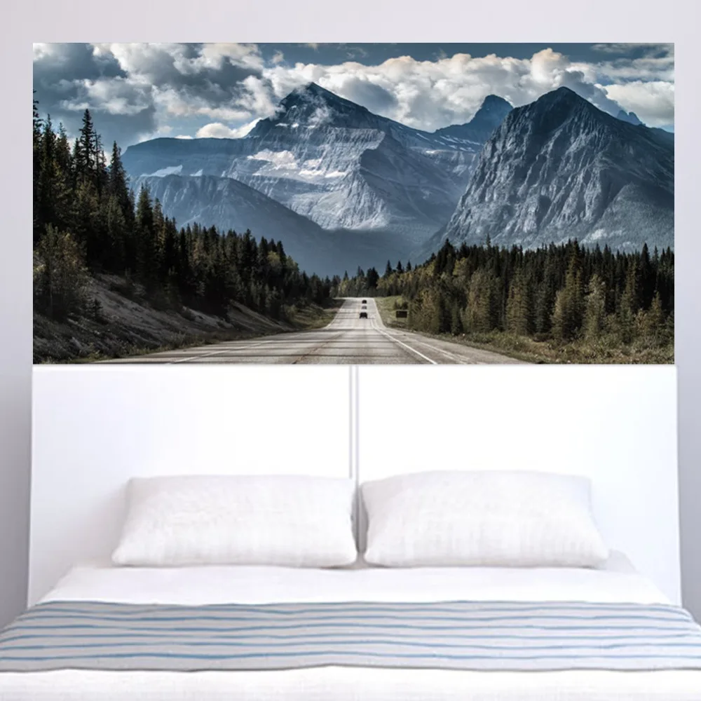 Шикарная настенная виниловая наклейка Sky Mountain Road с изголовьем леса