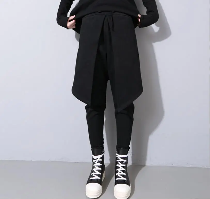 2018 women's fashion pants Europe two thick hannun feet slim female Elastic waist trousers black |