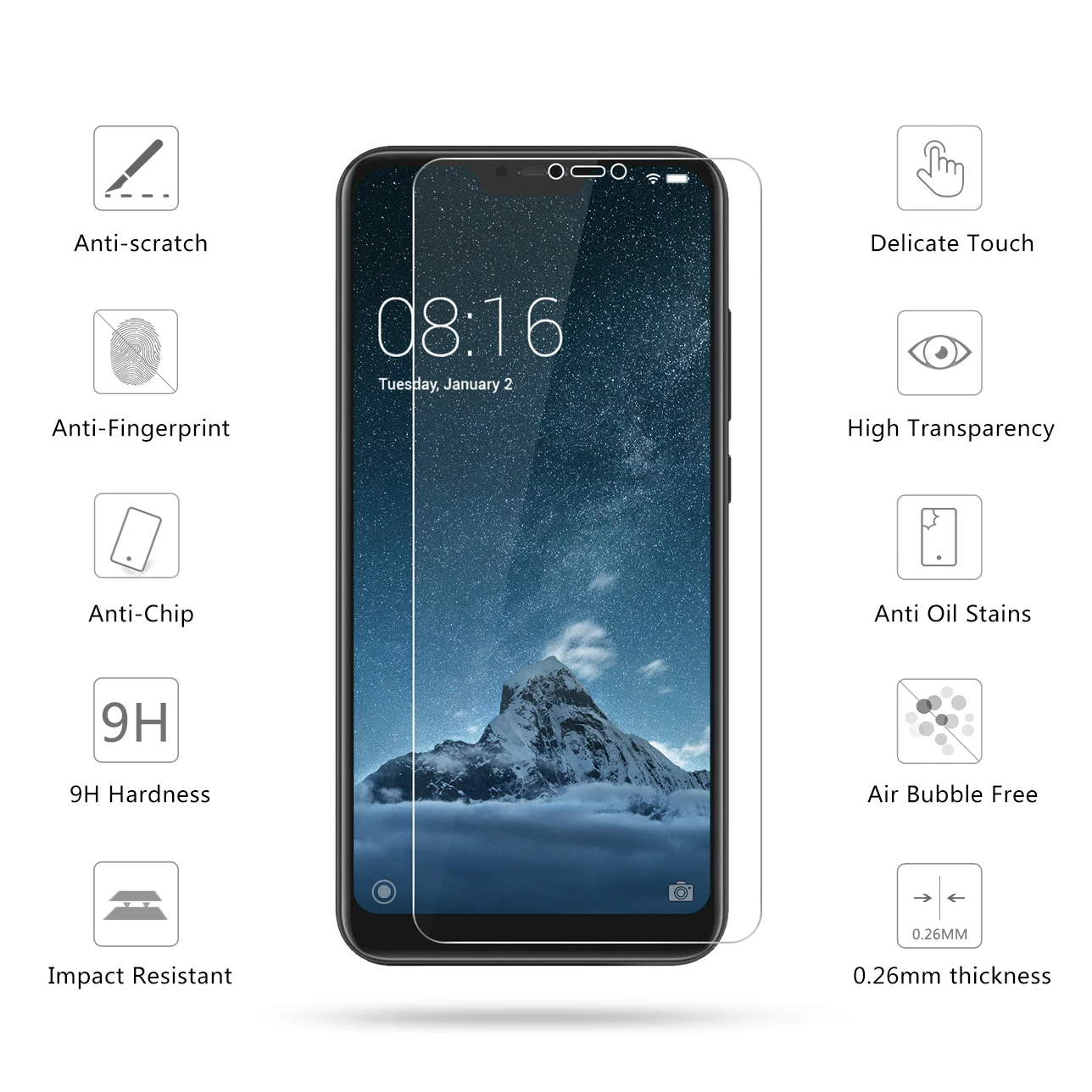 2.5D 0 26 мм 9H Премиум Закаленное стекло для Xiaomi Mi A2 Lite защита экрана Защитная пленка