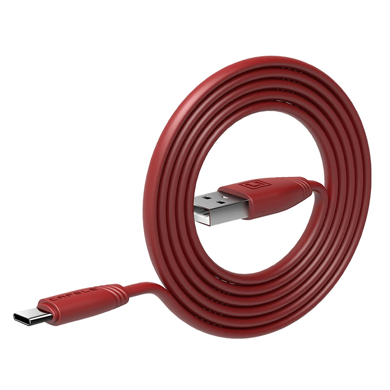 Красный CAFELE плоский USB кабель type C зарядный телефонный кабель для samsung huawei Xiaomi Oneplus телефонный кабель type C порт USB зарядное устройство - Цвет: Красный