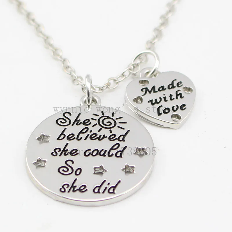 2017 новое поступление вдохновляющие ювелирные изделия серебро &quotона верила что