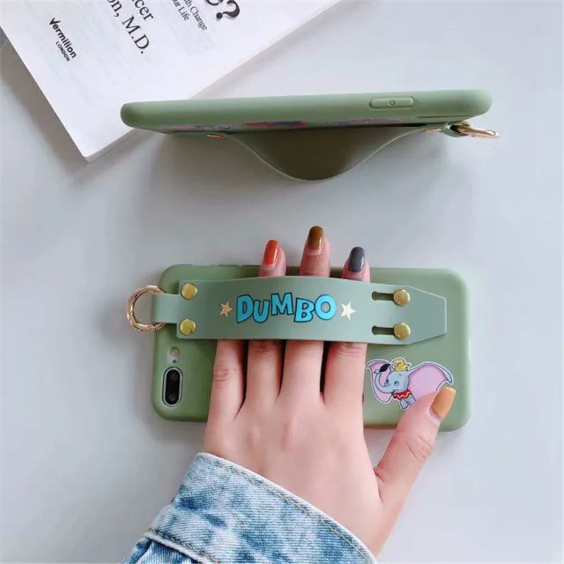 Чехол с милым медведем и держателем на запястье для iphone X XS XR Max Hot Dumbo силиконовый