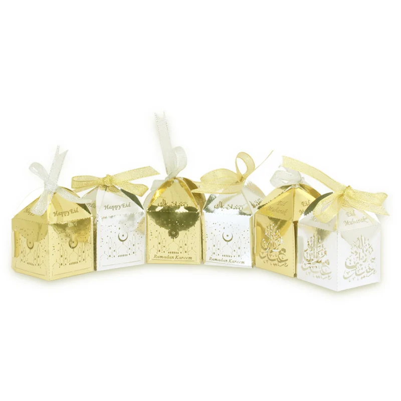 50 шт./лот Happy ИД Мубарак Золотой SilverFestive подарок конфеты Cake Box Исламская партия