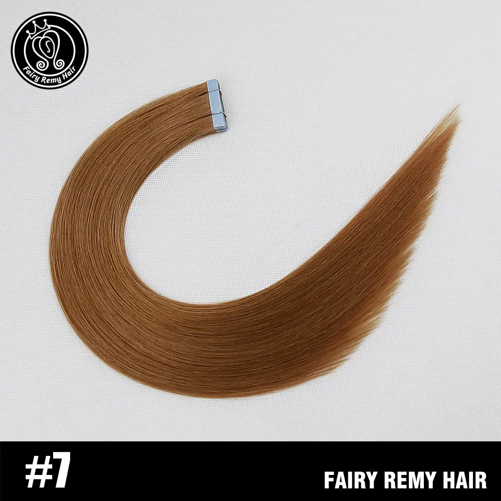7 Сказочные волосы remy на ленте, человеческие волосы для наращивания, 18 дюймов, натуральные волосы с неповрежденной кутикулой, на Клейкой Ленте, искусственная кожа, пряди для наращивания, невидимые, 40 г - Цвет: 7