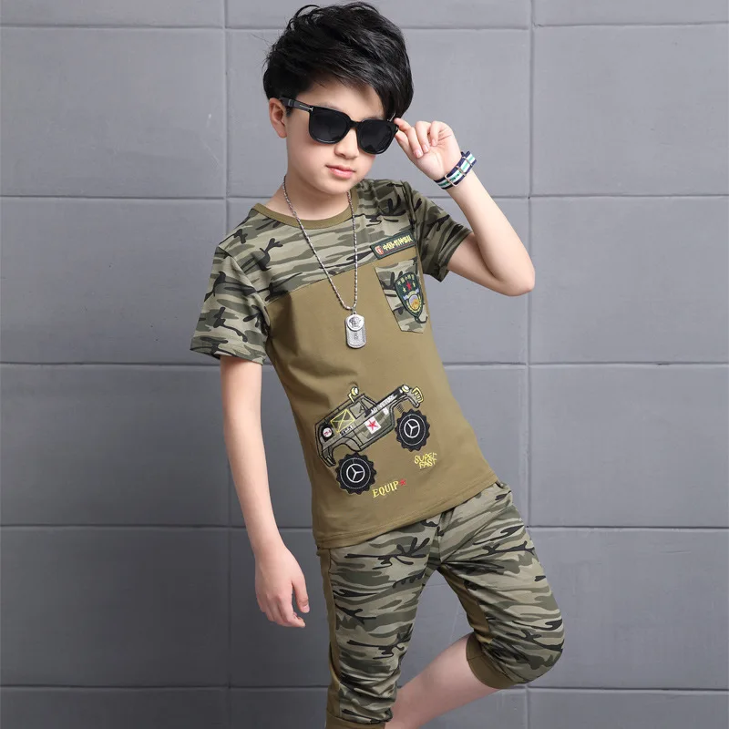 Комплекты одежды для мальчиков от 4 до 13 лет хлопковая детская одежда летний