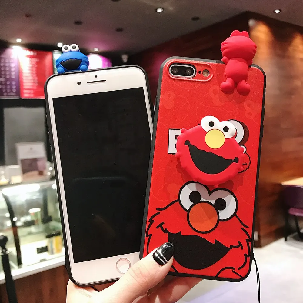 

3D Cute DIY Case For iPhone 8 7 6 6s Plus X XS Max XR Cute Cartoon Lanyard Cover Cartoon doll Soft Cases For iPhone 7 8 Plus