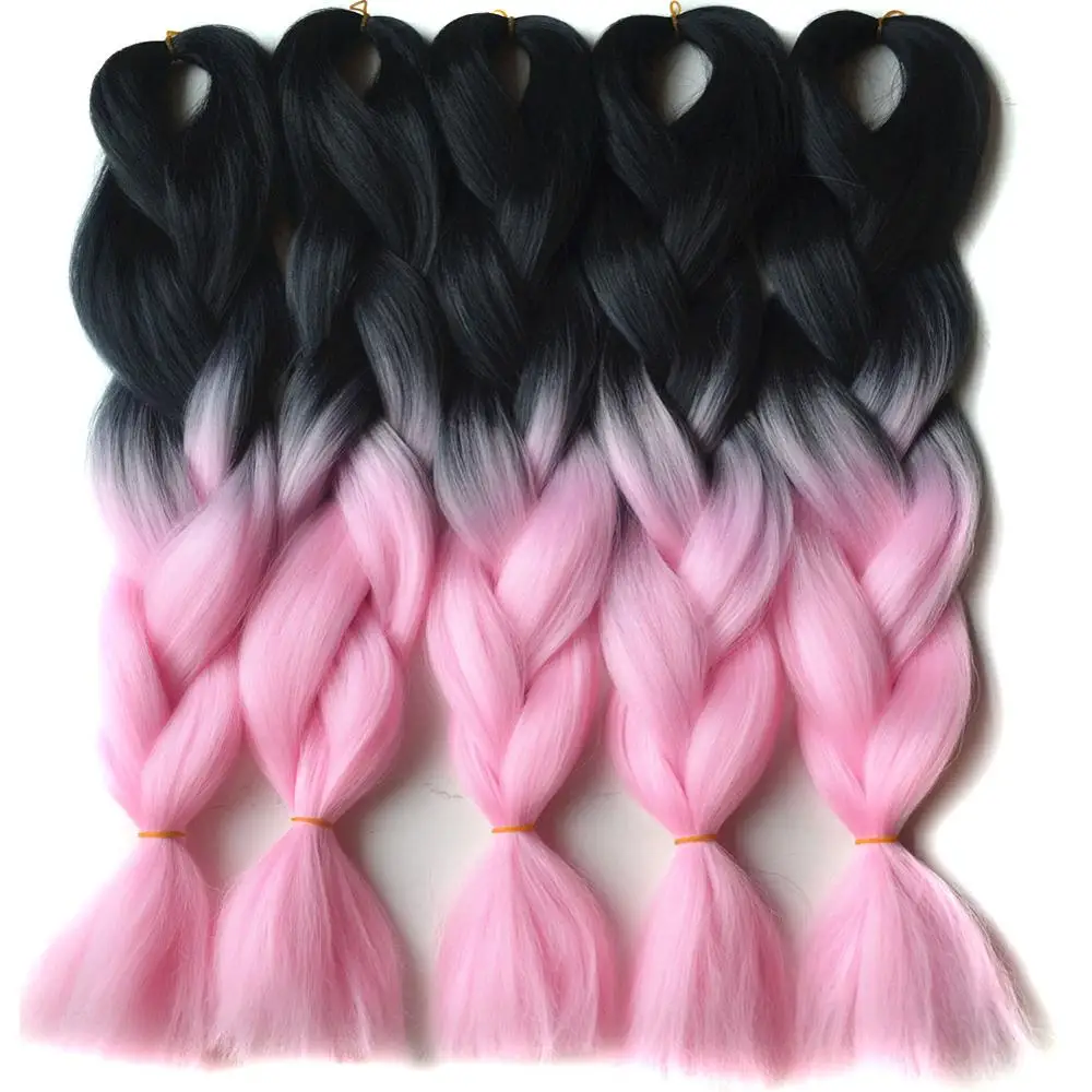 Chorliss 2" Ombre Плетение Волос вязанная косами jumbo косы синтетических крючком Химическое наращивание волос blacktpurpletmint Зеленый 100 г/упак - Цвет: T1B/350