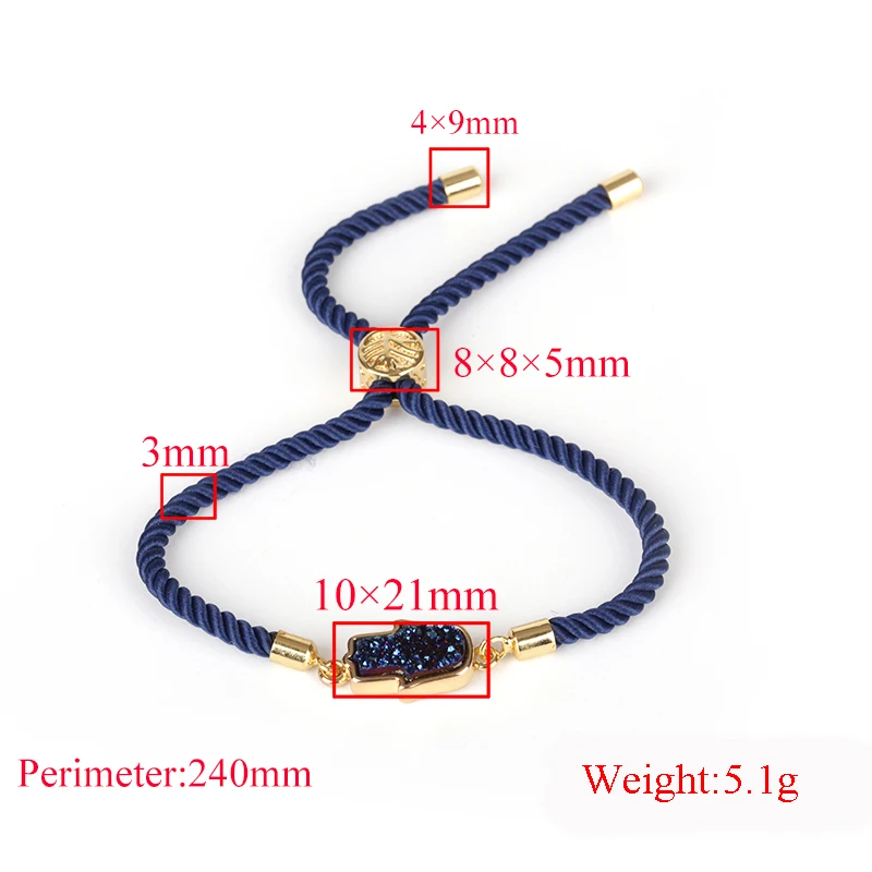 Женский плетеный браслет ручной работы красный/синий/черный Регулируемый